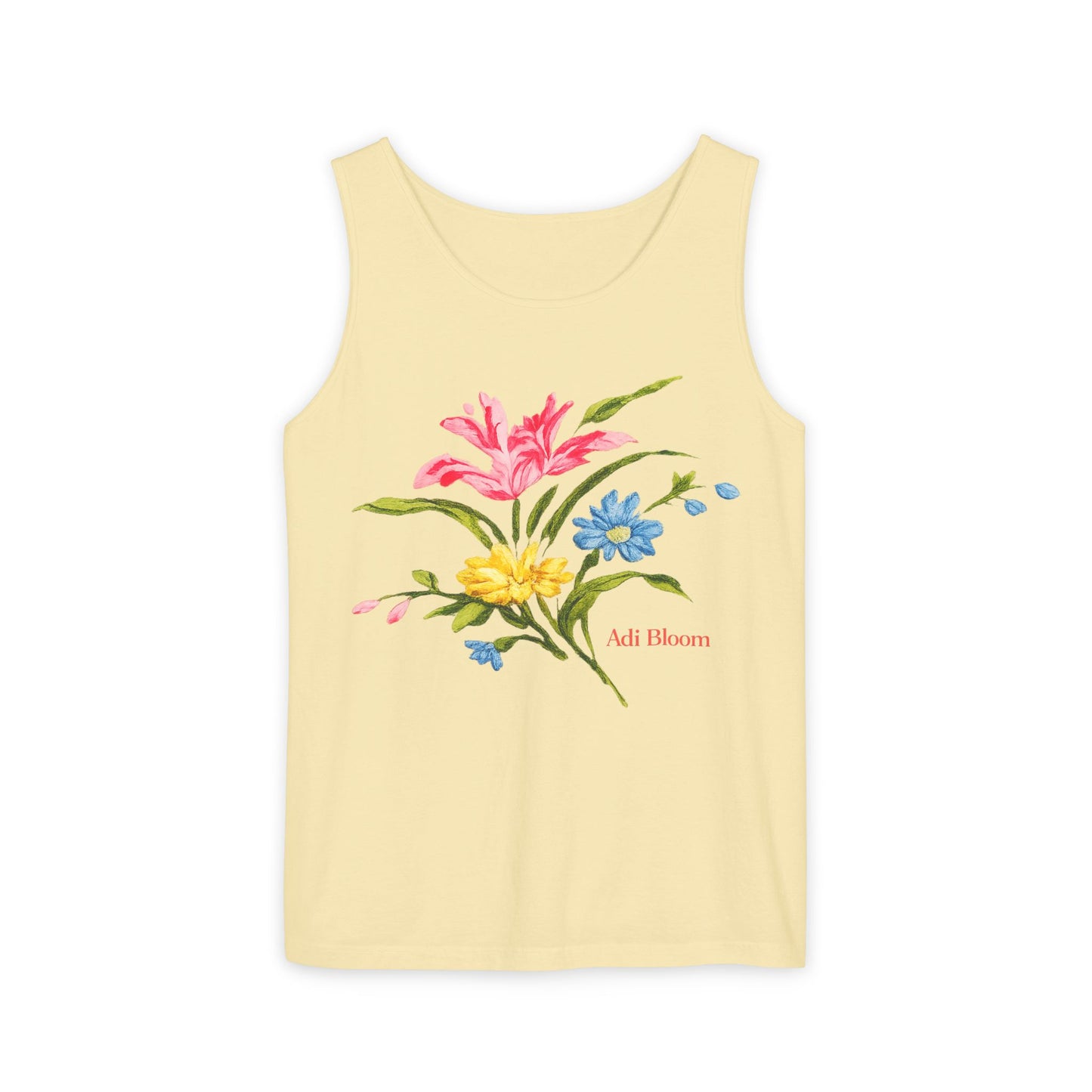 Wild Bloom Tank — Floral "Adi Bloom" Garment-Dyed Tank Top