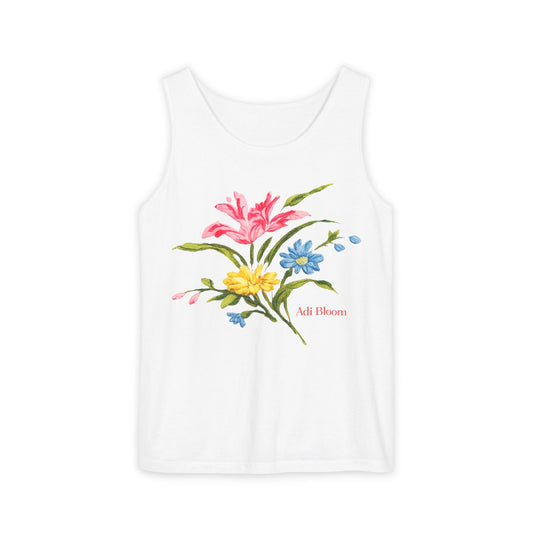 Wild Bloom Tank — Floral "Adi Bloom" Garment-Dyed Tank Top