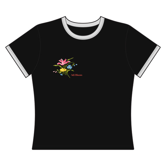 La Nuit Bloom Women's Ringer Tee — Floral Nighttime Adi Bloom