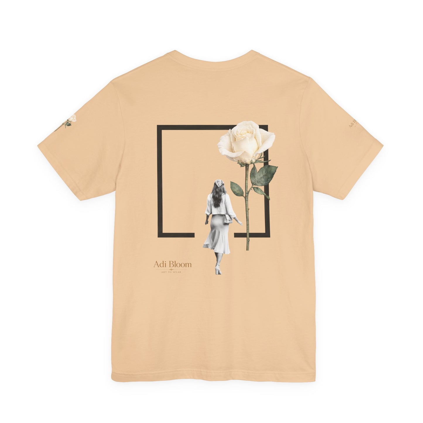 Bloom Rose Graphic Tee — Minimal Floral Back Print T-Shirt