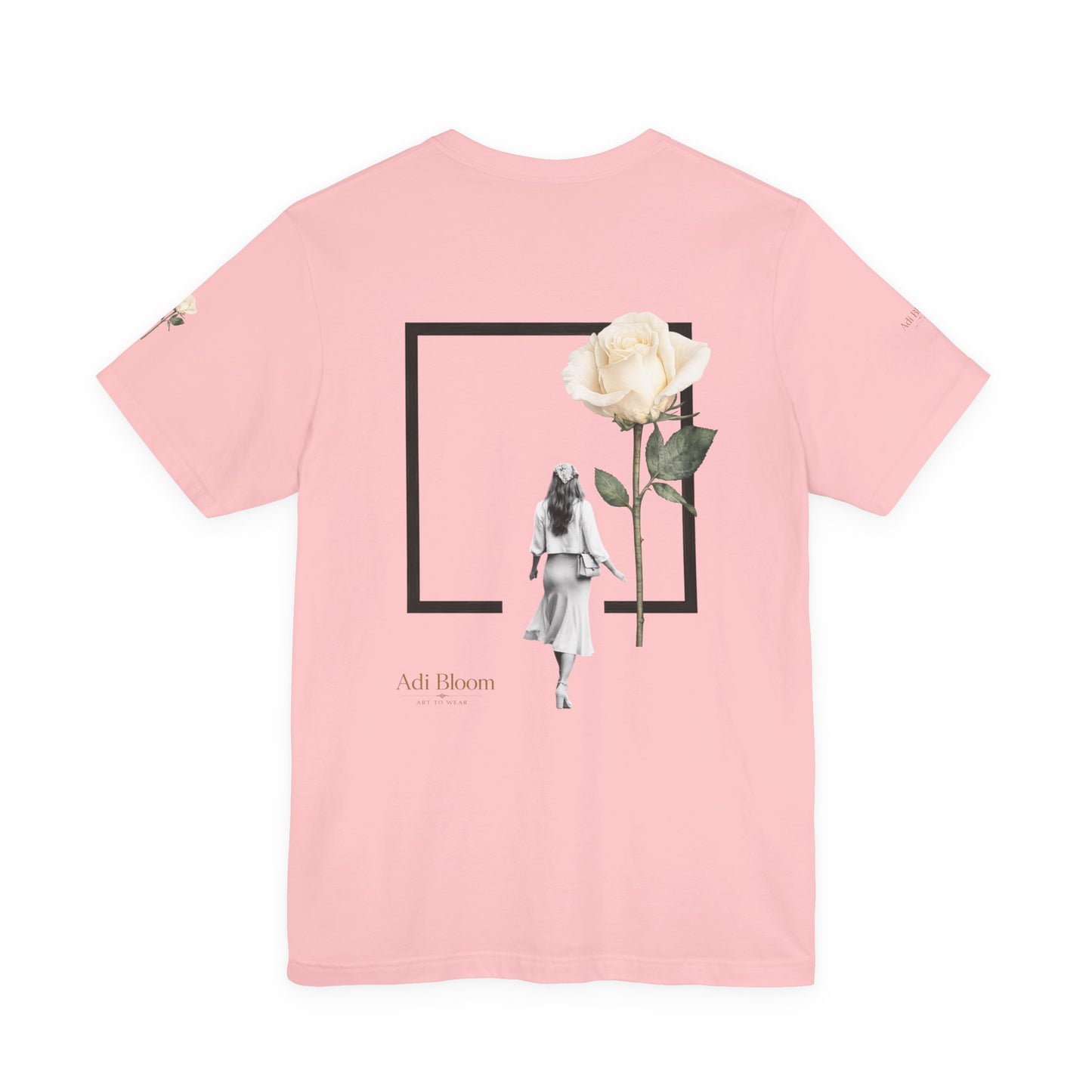 Bloom Rose Graphic Tee — Minimal Floral Back Print T-Shirt