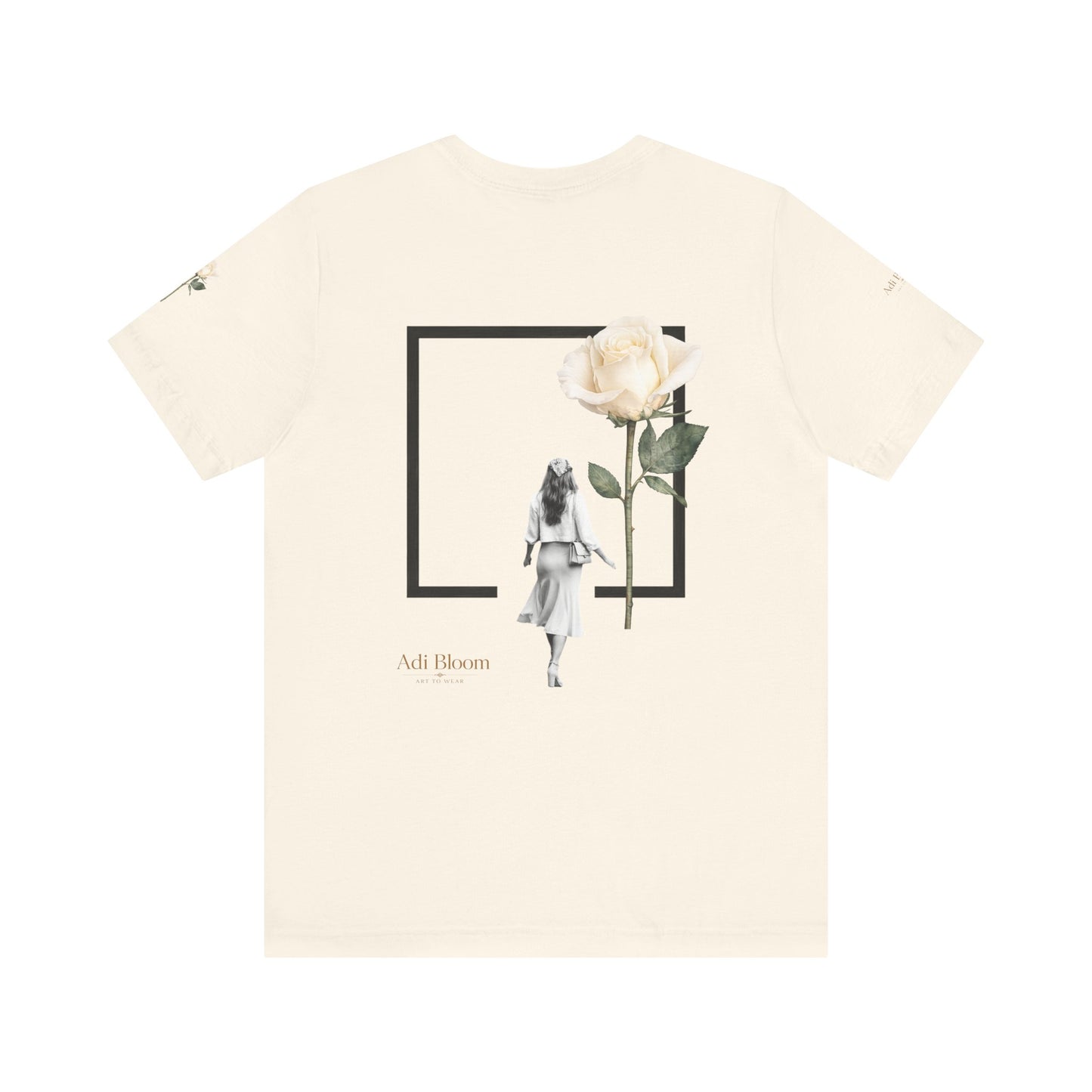 Bloom Rose Graphic Tee — Minimal Floral Back Print T-Shirt