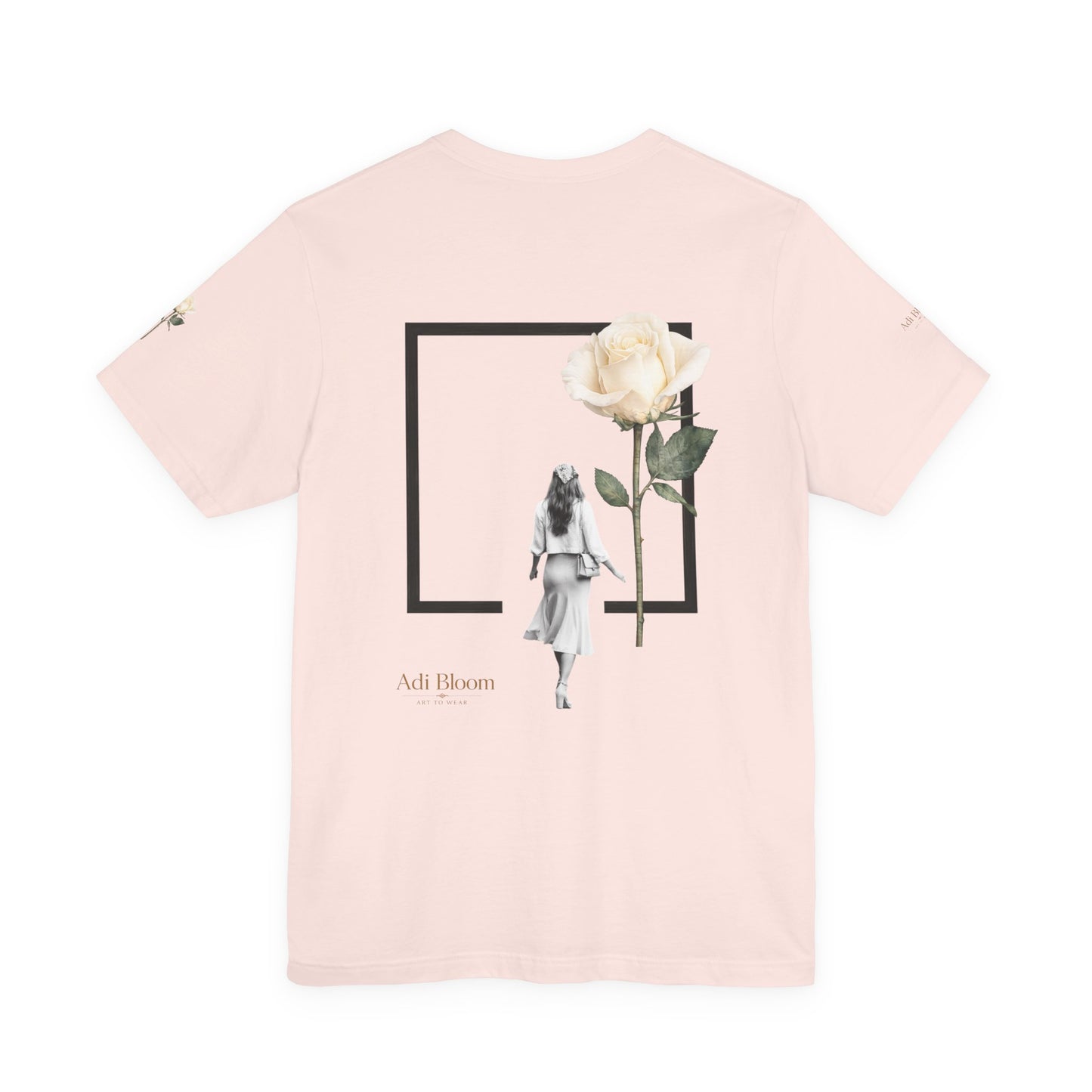 Bloom Rose Graphic Tee — Minimal Floral Back Print T-Shirt