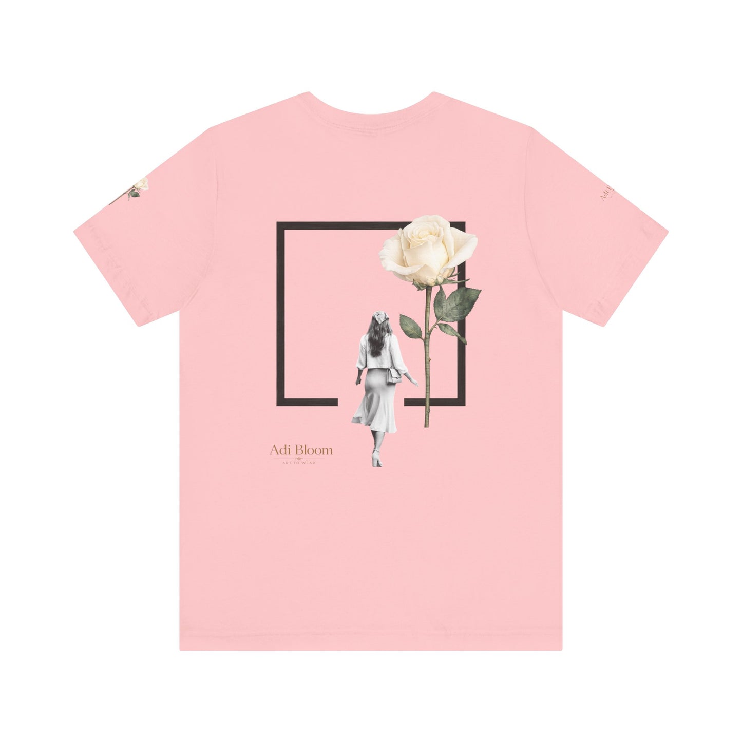 Bloom Rose Graphic Tee — Minimal Floral Back Print T-Shirt
