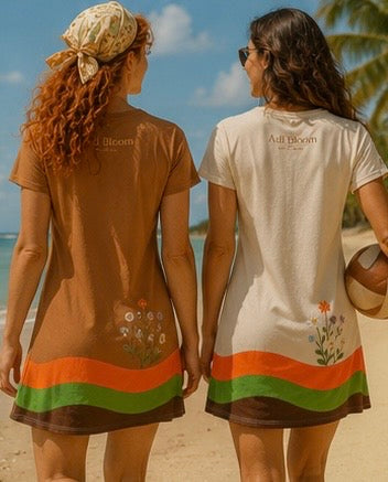 Retro Riviera Bloom T-Shirt Dress — Adi Bloom