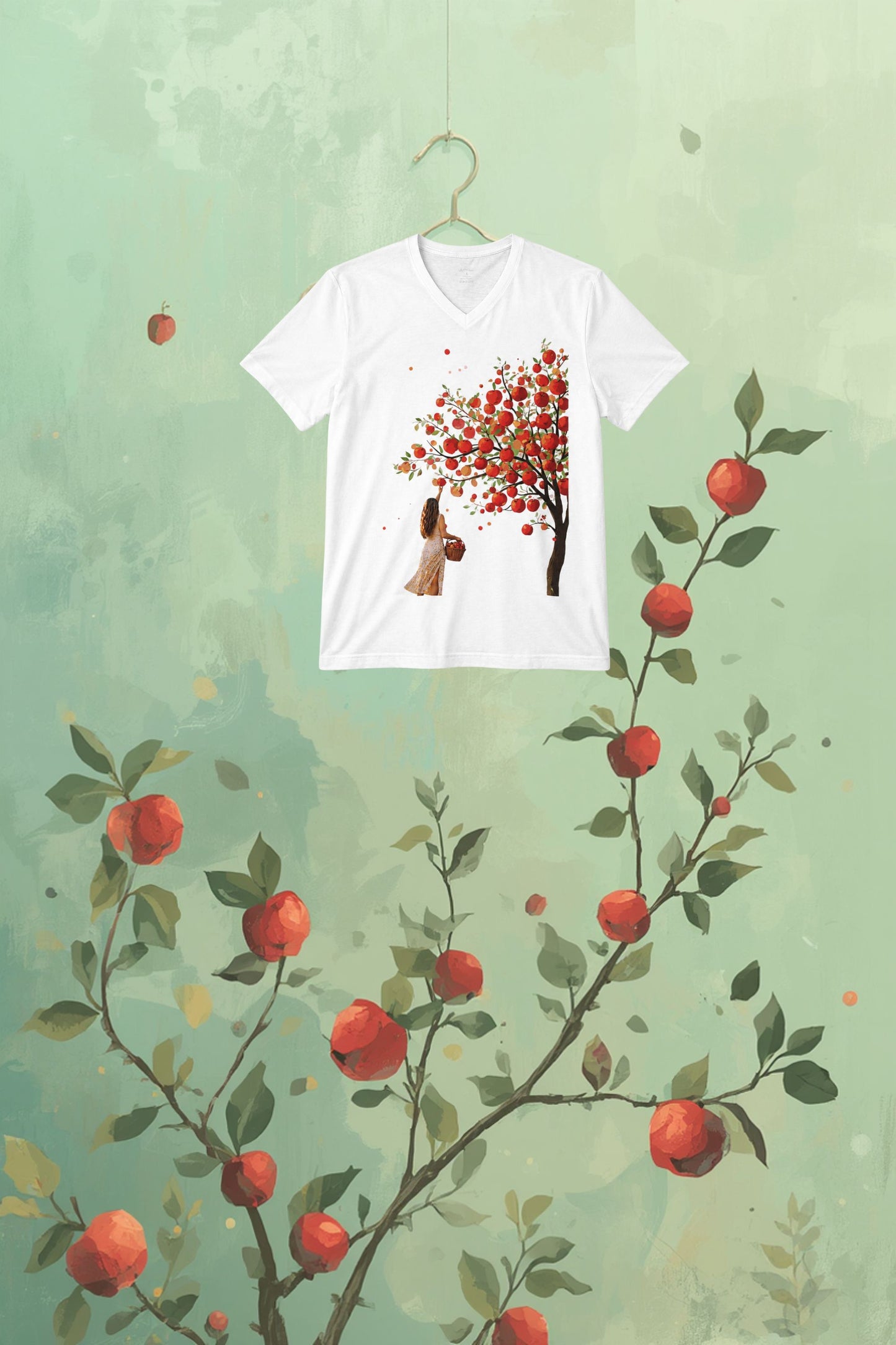 Apple Harvest — Botanical Art V-Neck Tee—Adi Bloom