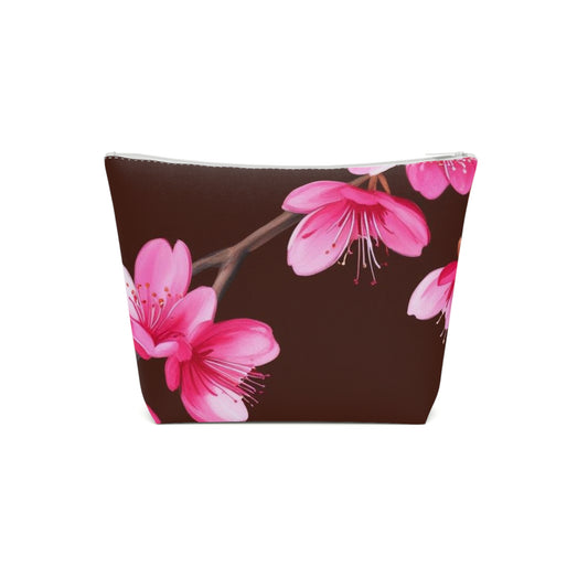 Borsa cosmetica in cotone con motivo floreale chic - Elegante design con fiori di ciliegio rosa