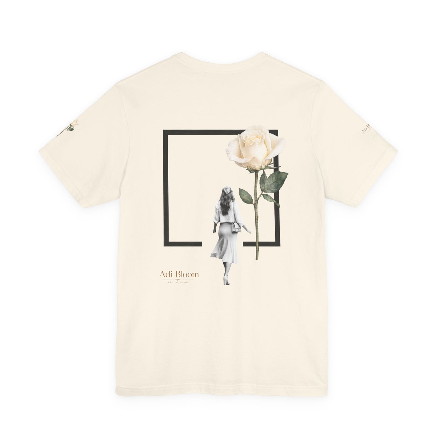 Bloom Rose Graphic Tee — Minimal Floral Back Print T-Shirt