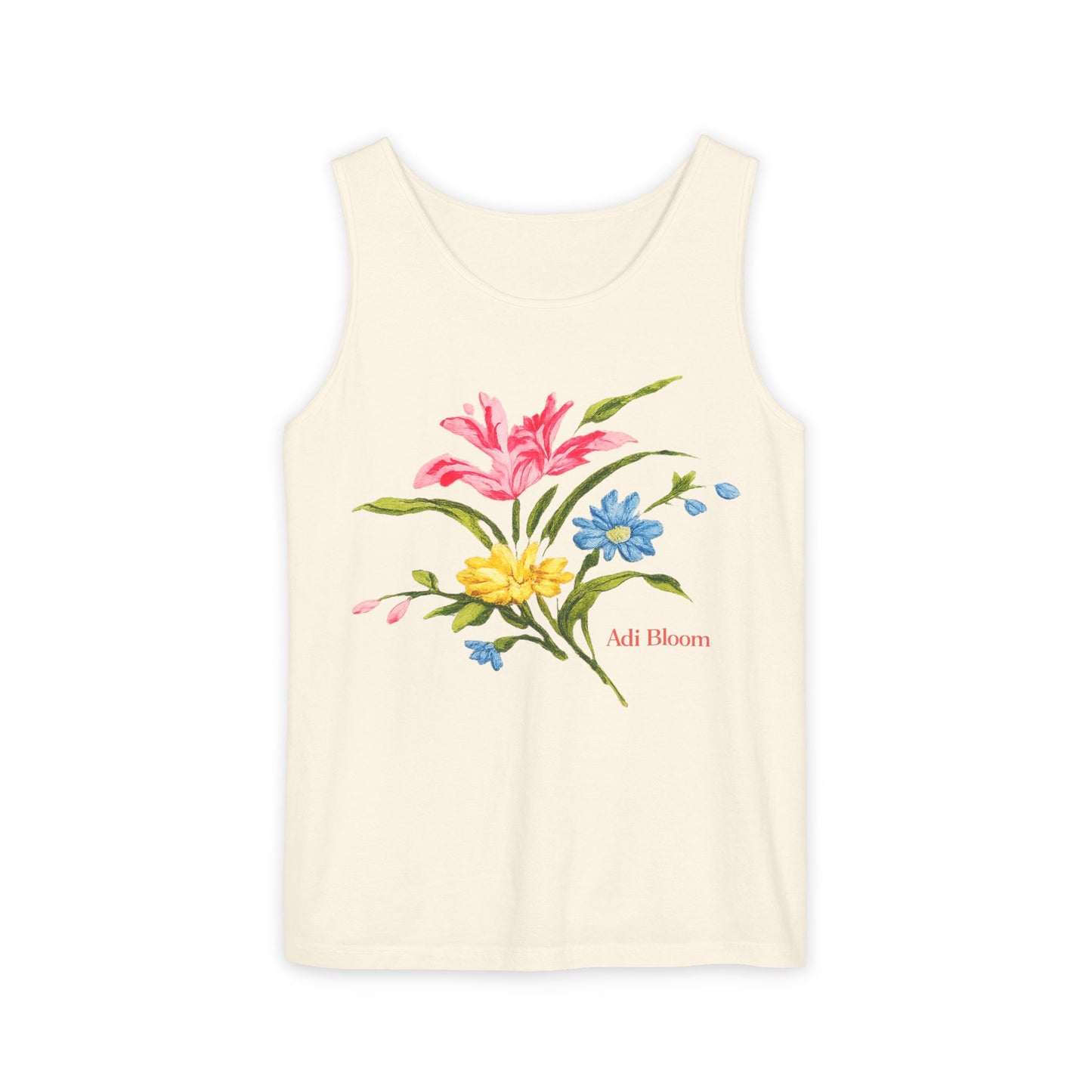 Wild Bloom Tank — Floral "Adi Bloom" Garment-Dyed Tank Top