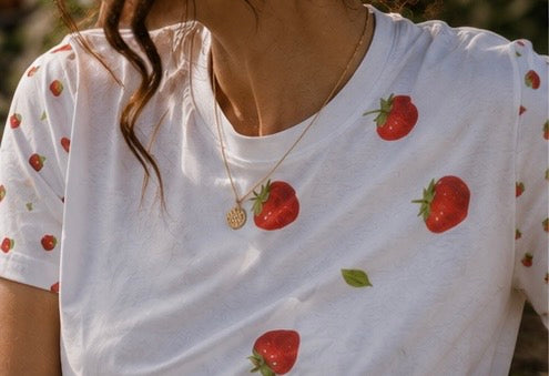 Strawberry Drift T-Shirt Dress