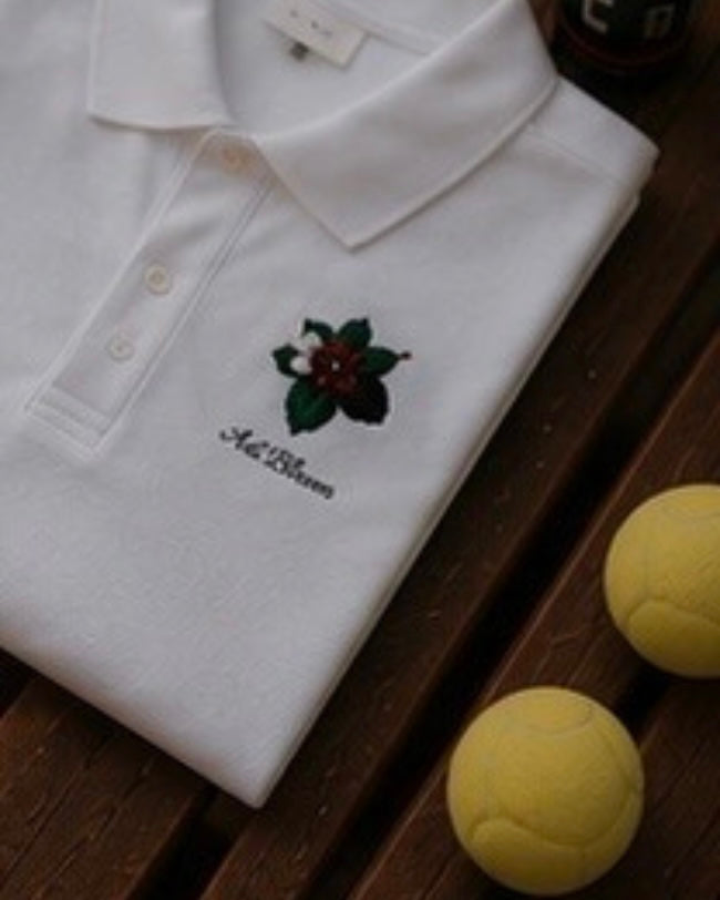 Embroidered Italian Rose Polo Shirt — Adi Bloom