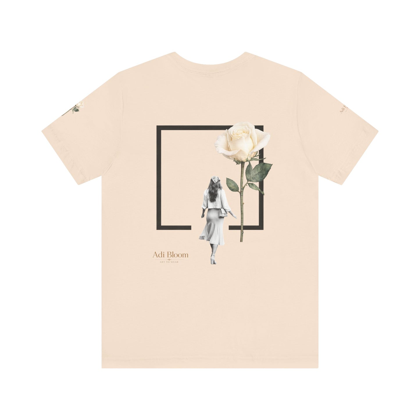 Bloom Rose Graphic Tee — Minimal Floral Back Print T-Shirt
