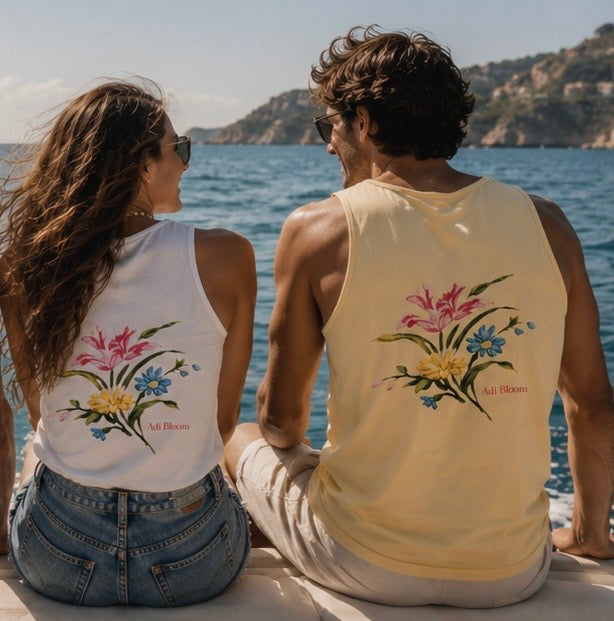 Wild Bloom Tank — Floral "Adi Bloom" Garment-Dyed Tank Top