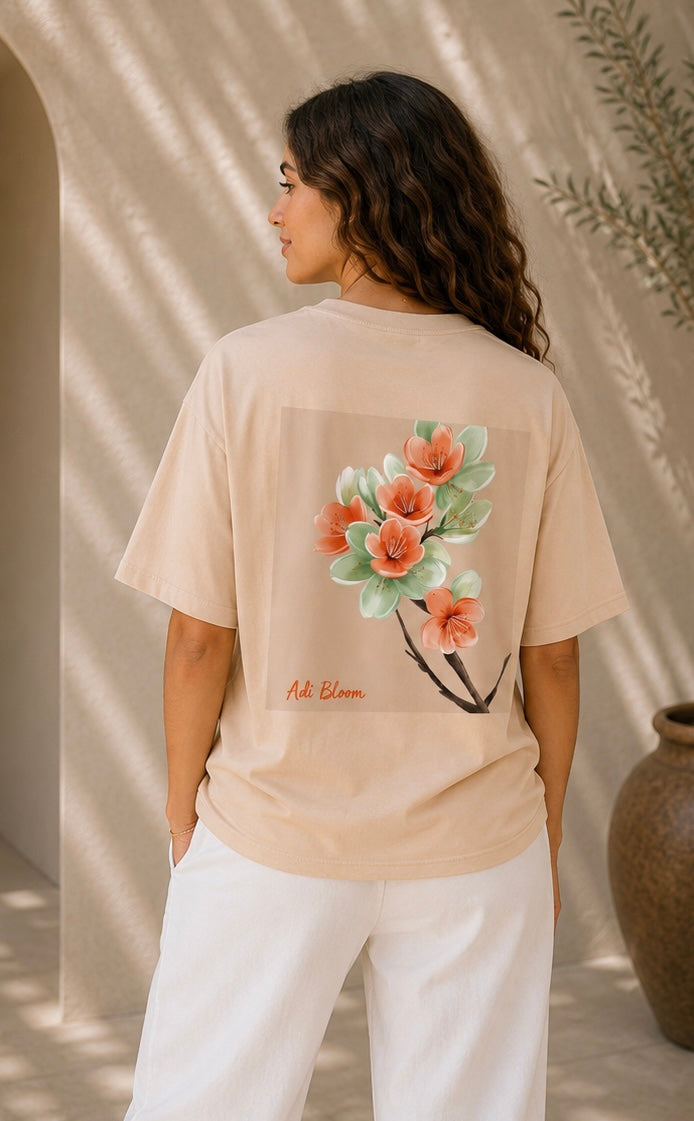Pesche Bloom Floral Oversized Tee — Adi Bloom