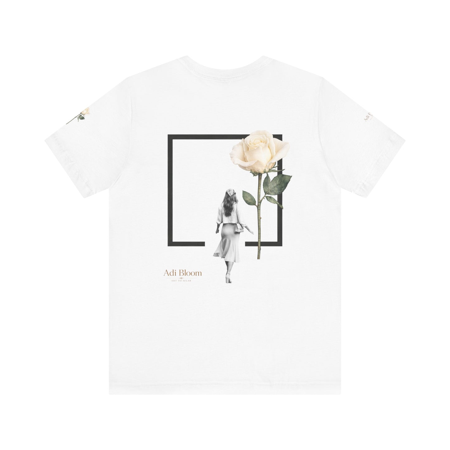 Bloom Rose Graphic Tee — Minimal Floral Back Print T-Shirt