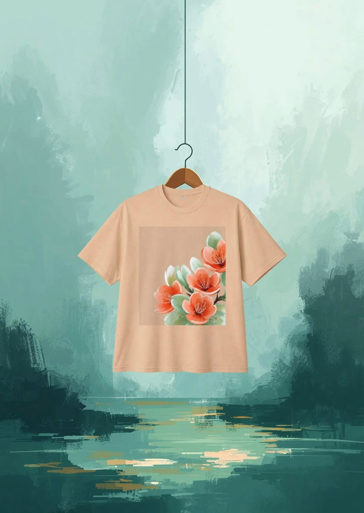 Pesche Bloom Floral Oversized Tee — Adi Bloom