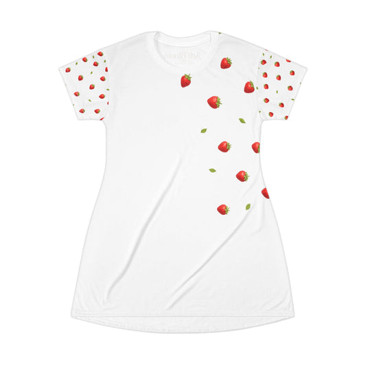 Strawberry Drift T-Shirt Dress