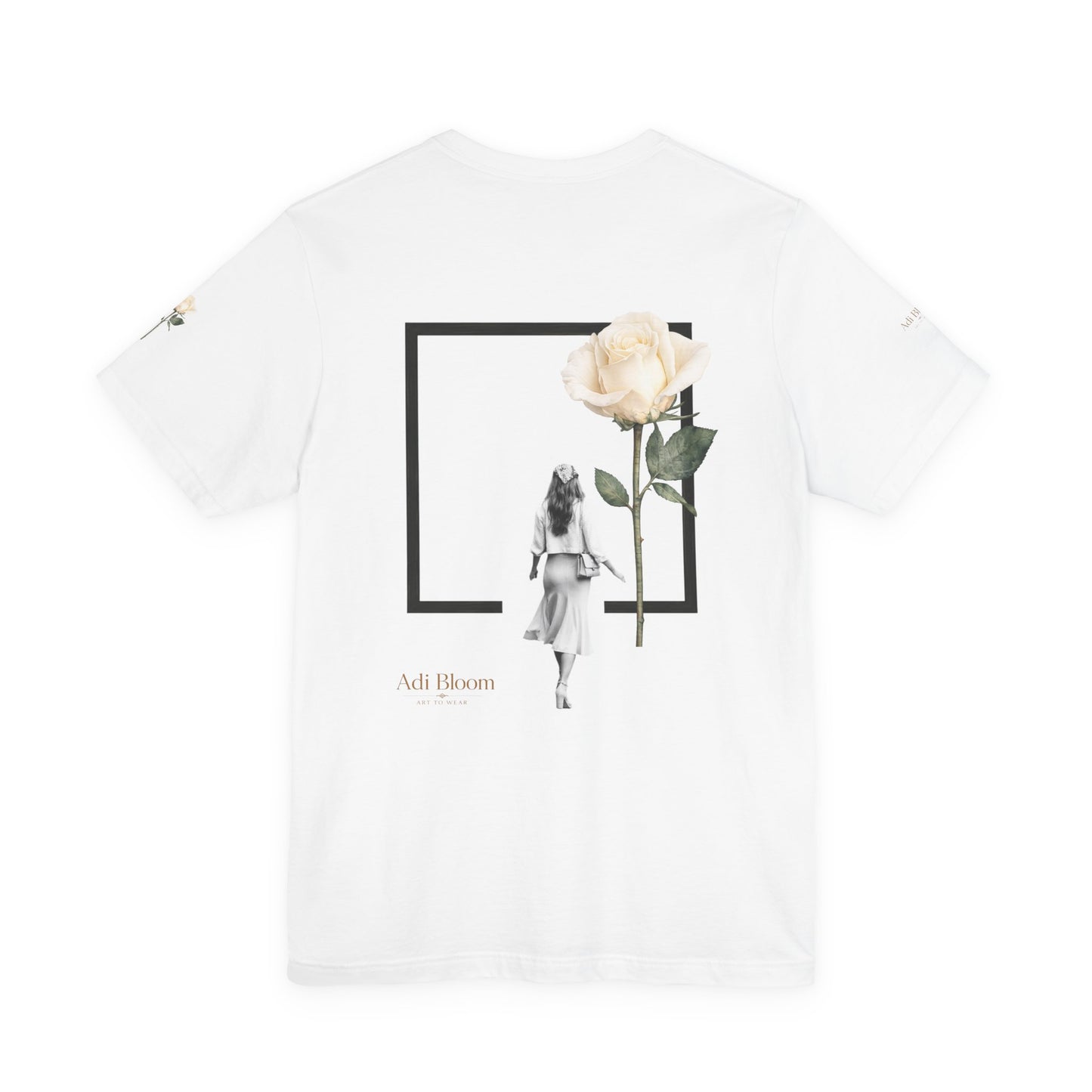 Bloom Rose Graphic Tee — Minimal Floral Back Print T-Shirt