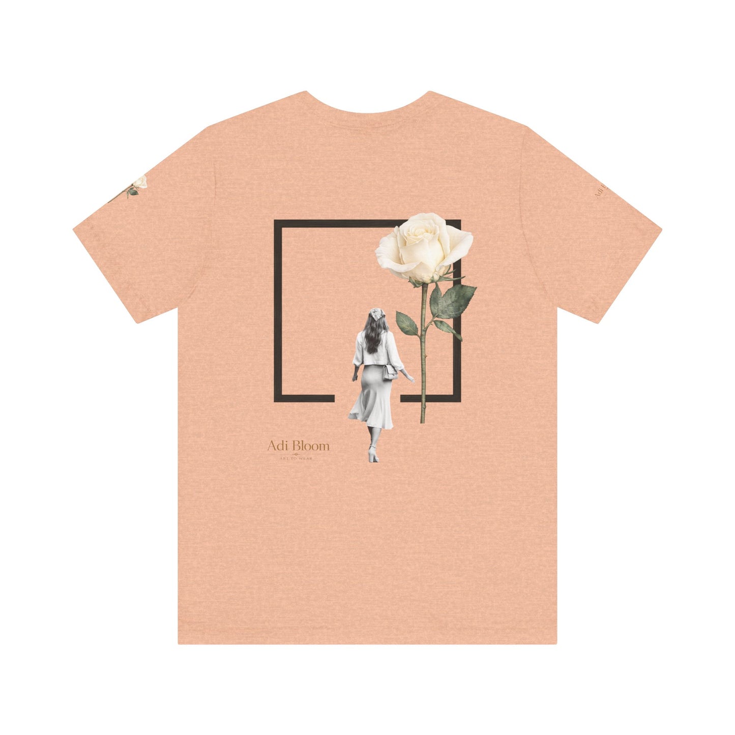 Bloom Rose Graphic Tee — Minimal Floral Back Print T-Shirt