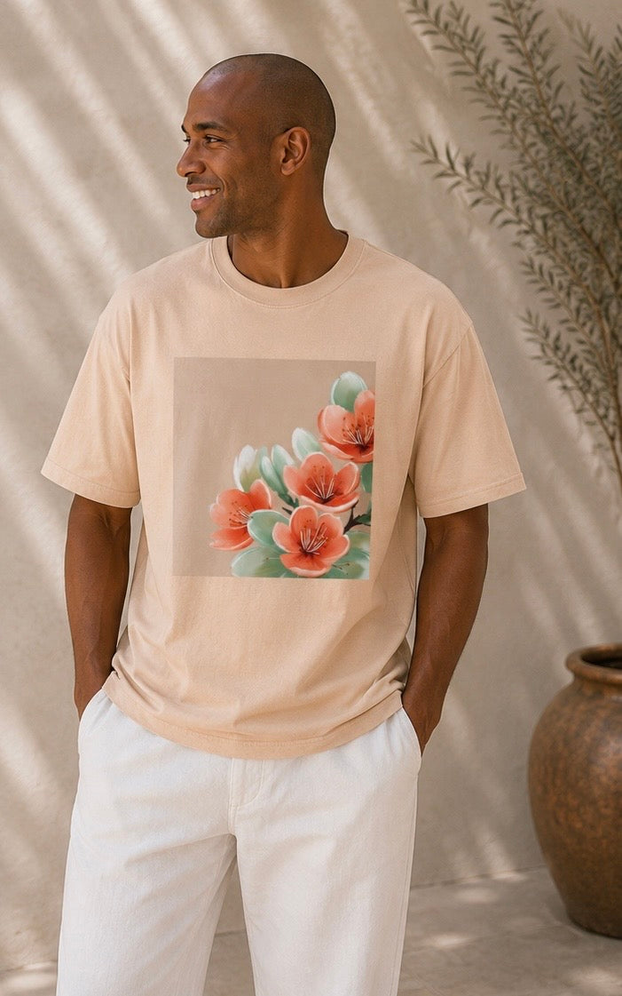 Pesche Bloom Floral Oversized Tee — Adi Bloom