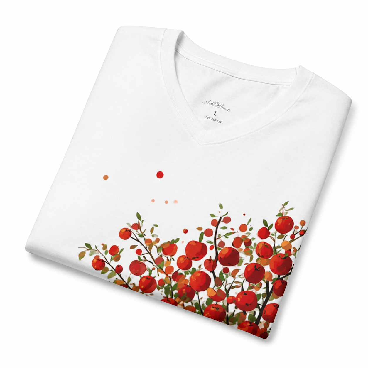 Apple Harvest — Botanical Art V-Neck Tee—Adi Bloom