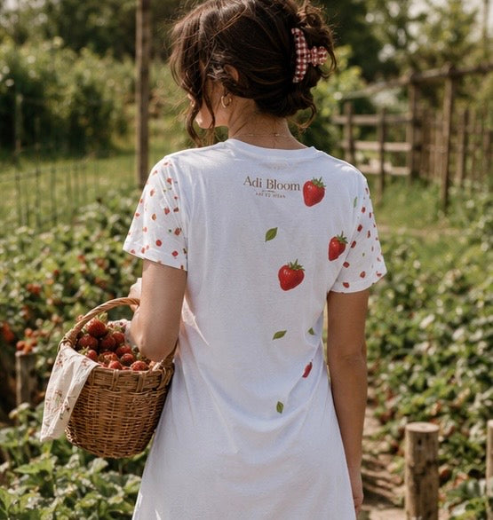 Strawberry Drift T-Shirt Dress
