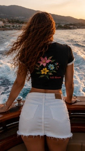 La Nuit Bloom Women's Ringer Tee — Floral Nighttime Adi Bloom