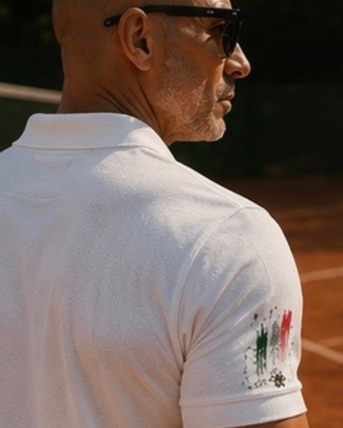 Embroidered Italian Rose Polo Shirt — Adi Bloom