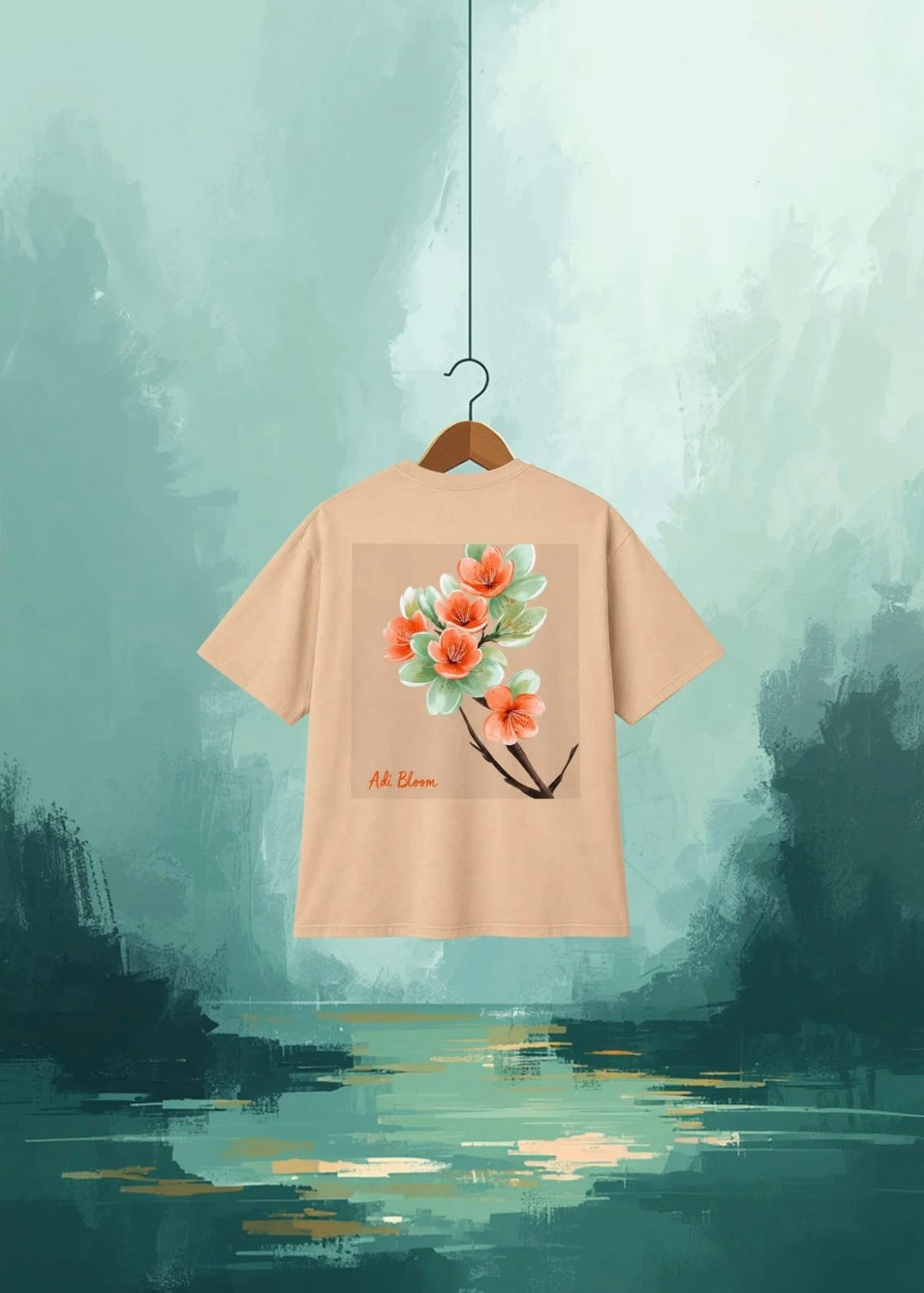 Pesche Bloom Floral Oversized Tee — Adi Bloom