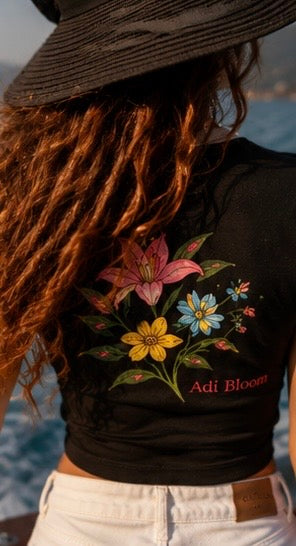 La Nuit Bloom Women's Ringer Tee — Floral Nighttime Adi Bloom