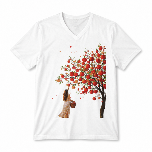 Apple Harvest — Botanical Art V-Neck Tee—Adi Bloom
